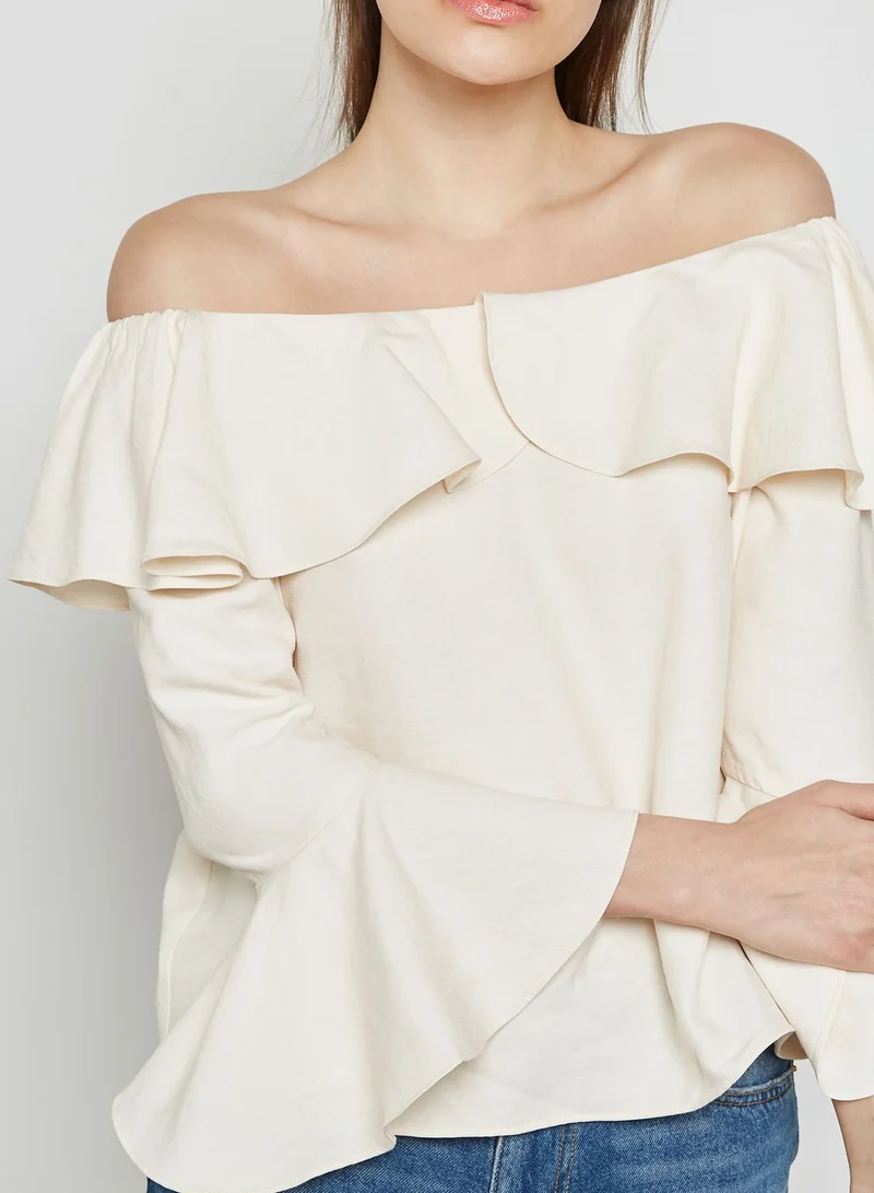 ELLA Ruffle Trim Bardot Top