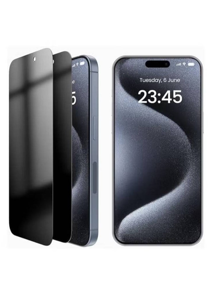Generic Glass for iPhone 15 Pro Max Privacy Screen Protector Tempered Glass Full Glue Edge-to-Edge Screen Protector for iPhone 15 Pro Max (2023) (2Pack)  - Image 1
