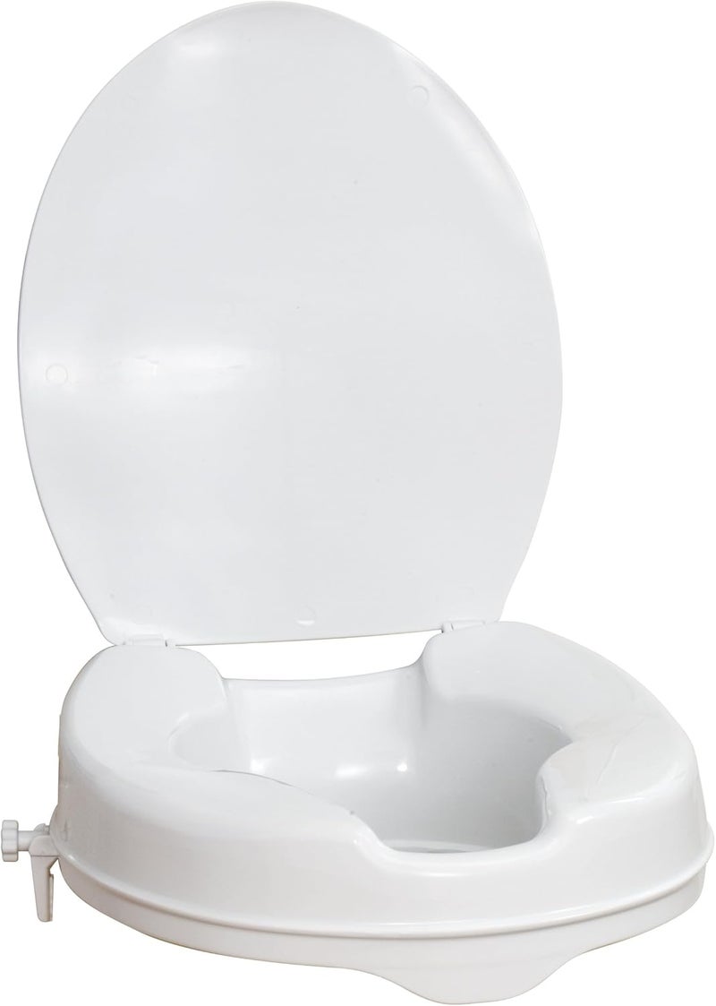 Aqua Sense Raised Toilet Seat with Lid, White, 2.5 Inches - Image 1