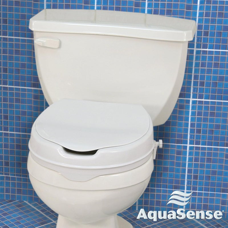 Aqua Sense Raised Toilet Seat with Lid, White, 2.5 Inches - Image 2