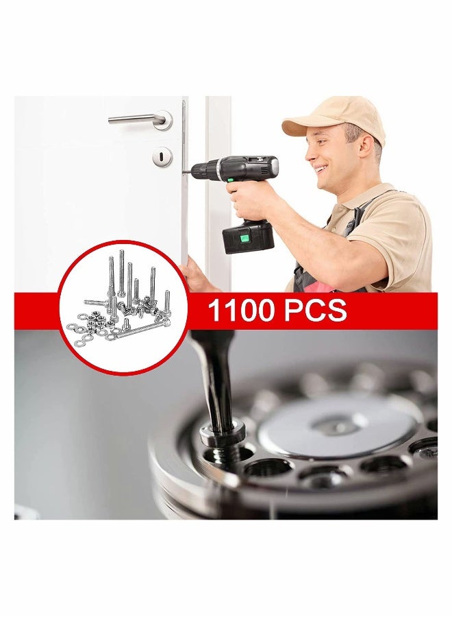 مجموعة متنوعة من 1110 قطعة من براغي وصمامات وصواميل من الفولاذ المقاوم للصدأ M3 مع غسالات قفل ومسطحة، مجموعة دقيقة من البراغي والصواميل المترية مع مفاتيح سداسية واحدة مجانية تتضمن صندوق أدوات. - Image 4