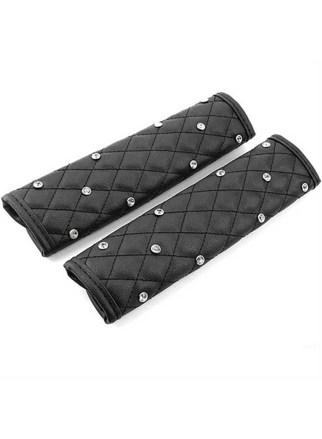 Set Of 2 Black Shoulder Pads With Rhinestones For Car Belts Shoulder Protection Car Interior Accessories - Image 3