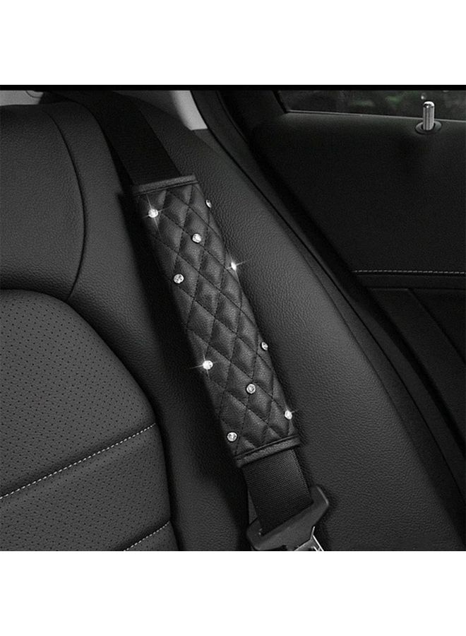 Set Of 2 Black Shoulder Pads With Rhinestones For Car Belts Shoulder Protection Car Interior Accessories - Image 2