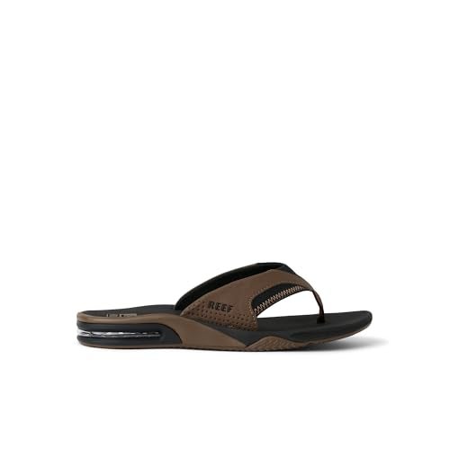 Reef Fanning Mens Bottle Opener Flip Flop, Arch Support, Durable Outsole, Water Friendly, Black And Tan, 13 - Image 3
