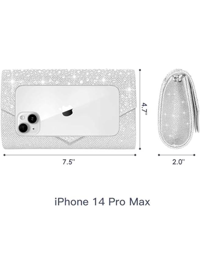 Arabest Women Evening Bag Clutch Rhinestone Envelope Party Handbag Bridal Prom Purse - Image 2