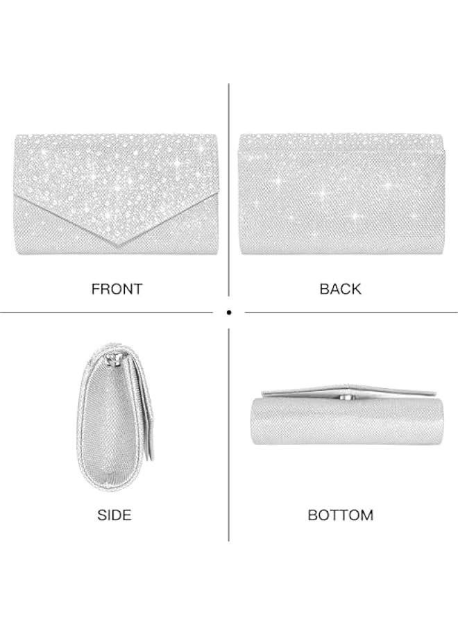 Arabest Women Evening Bag Clutch Rhinestone Envelope Party Handbag Bridal Prom Purse - Image 4