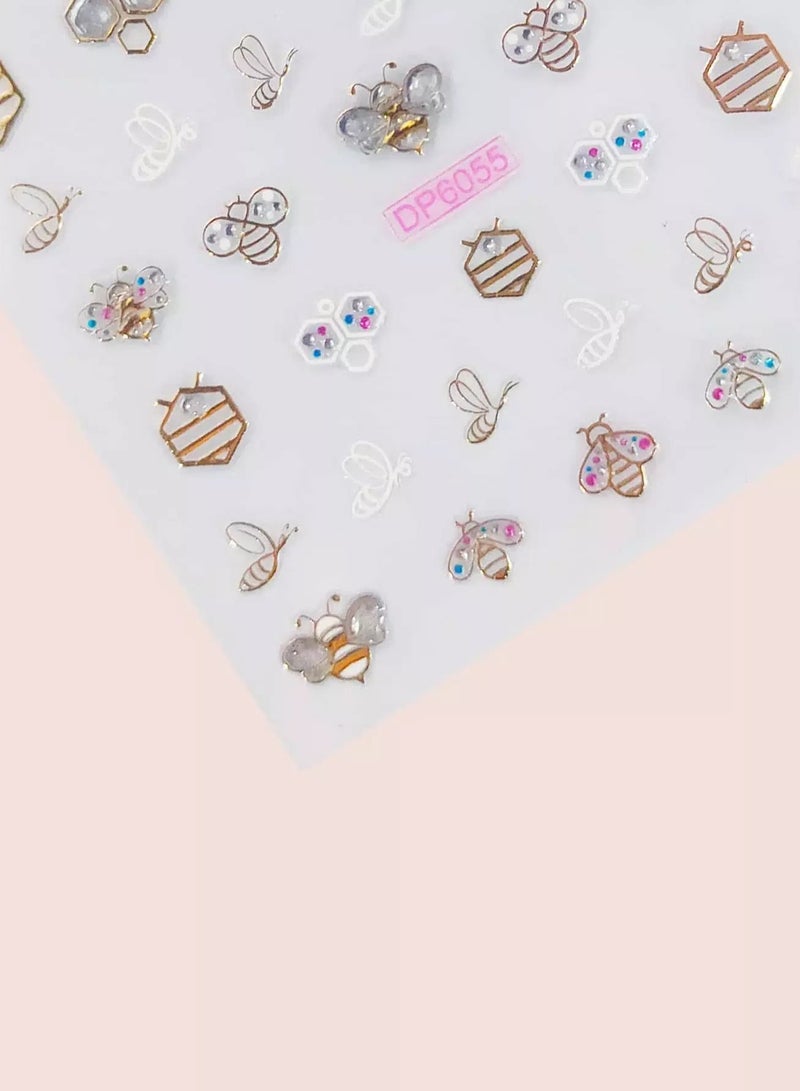 1sheet Bee Pattern Nail Art Sticker