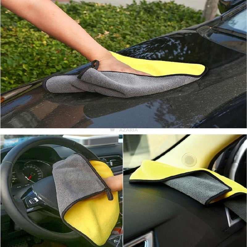 AZARIA Microfiber Cloth 30x40 cm 800 GSM Thick Lint & Streak-Free Multipurpose Cloths Automotive Microfiber Towels for Car Bike Cleaning Washing, car Cleaning Accessories (Pack of 2 Grey 800 GSM) - Image 2