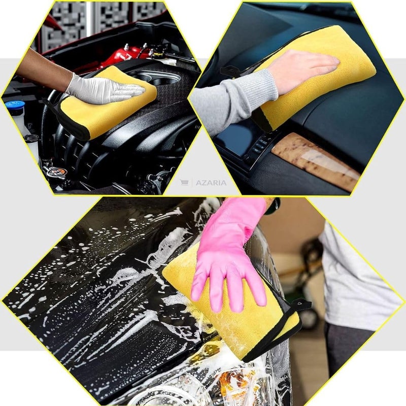 AZARIA Microfiber Cloth 30x40 cm 800 GSM Thick Lint & Streak-Free Multipurpose Cloths Automotive Microfiber Towels for Car Bike Cleaning Washing, car Cleaning Accessories (Pack of 2 Grey 800 GSM) - Image 3