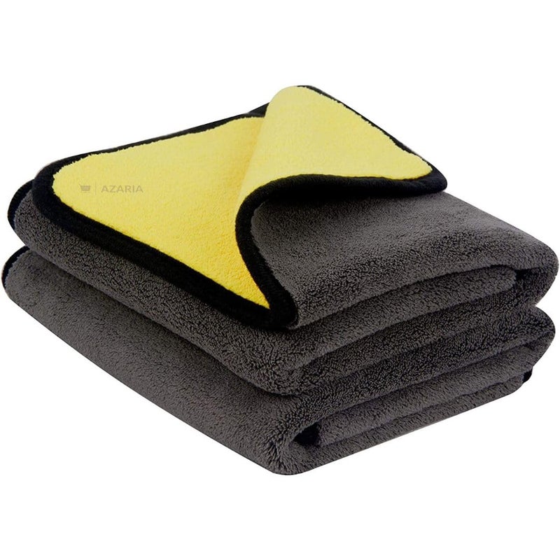 AZARIA Microfiber Cloth 30x40 cm 800 GSM Thick Lint & Streak-Free Multipurpose Cloths Automotive Microfiber Towels for Car Bike Cleaning Washing, car Cleaning Accessories (Pack of 2 Grey 800 GSM) - Image 1
