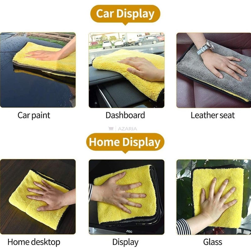 AZARIA Microfiber Cloth 30x40 cm 800 GSM Thick Lint & Streak-Free Multipurpose Cloths Automotive Microfiber Towels for Car Bike Cleaning Washing, car Cleaning Accessories (Pack of 2 Grey 800 GSM) - Image 5