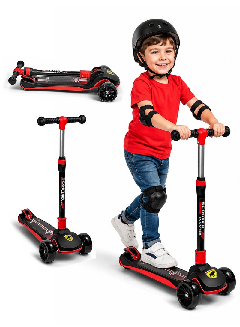 Toshionics Scooter for Kids, 3 Wheels Foldable Scooter with Adjustable Height, Brakes, Extra Wide Deck and PVC LED Wheels for Ages 3, 4, 5 and 6, Boys and Girls - Image 1