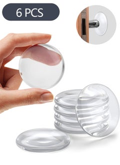 Ant 6-Piece Door Stopper Wall Protector, Transparent Strong Adhesive No Mark Anti-Collision Mat, Round Shock Wall Shield Cushion for Home Office Wall Protector from Door Knobs  - Image 1