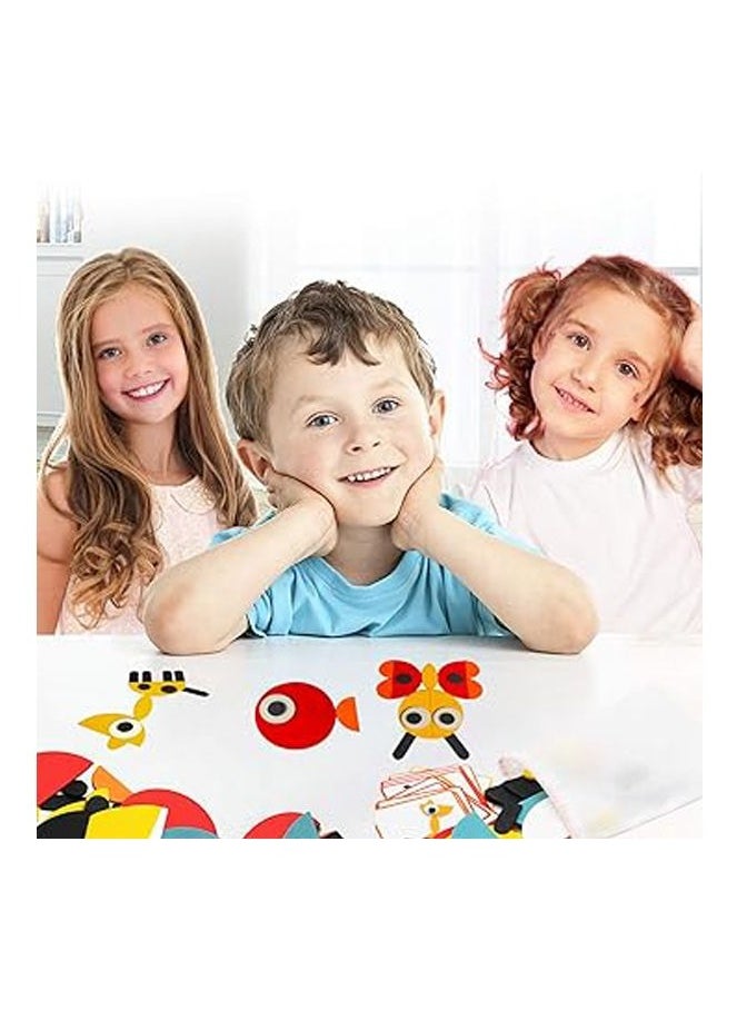 Wooden cubes game like Giwanimo with animal design to develop skills + 20 cards with different drawings, shapes and wonderful colors that attract the child's attention - multi-colored. Montessori