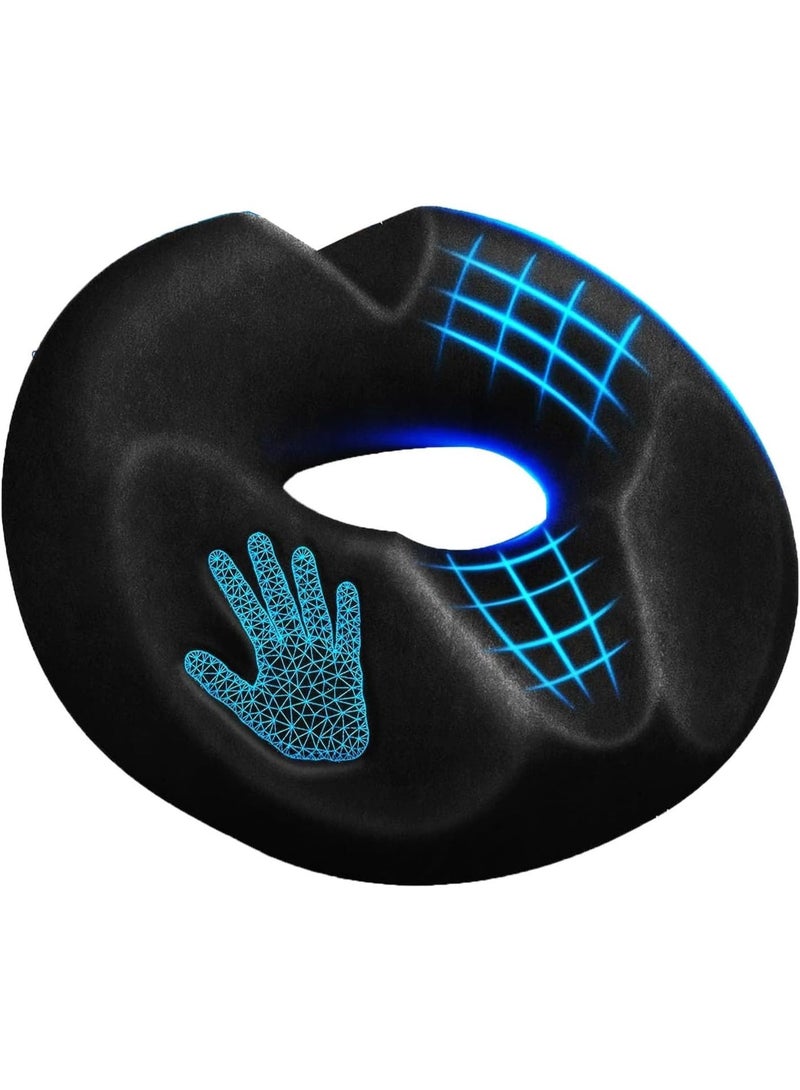 Seat Cushion Memory Foam with Gel Layer for Office Chair and Car Seat, Ergonomic Donut Design for Coccyx Support and Pressure Relief with Washable Cover - Image 1