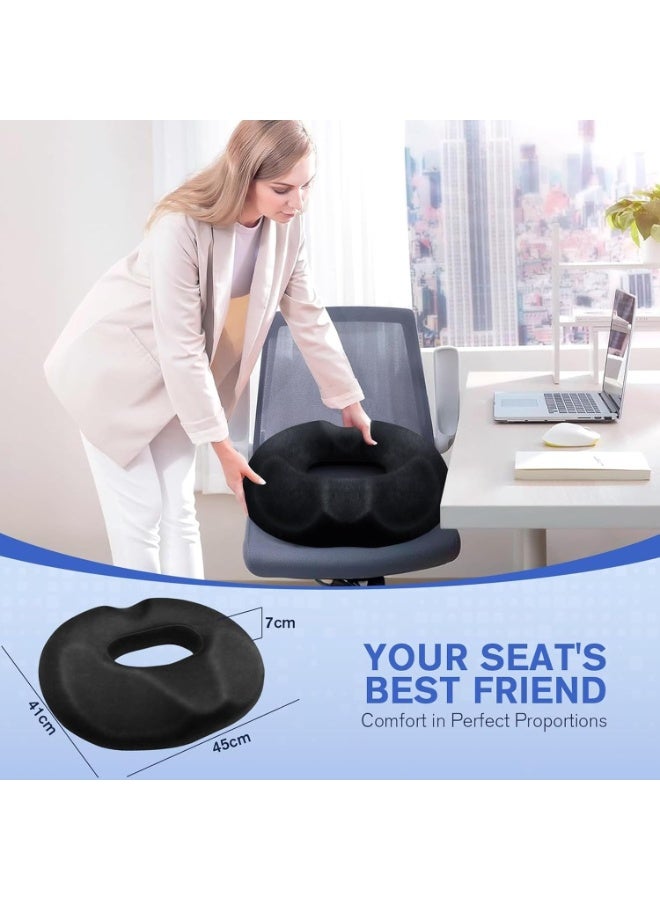 Seat Cushion Memory Foam with Gel Layer for Office Chair and Car Seat, Ergonomic Donut Design for Coccyx Support and Pressure Relief with Washable Cover - Image 4