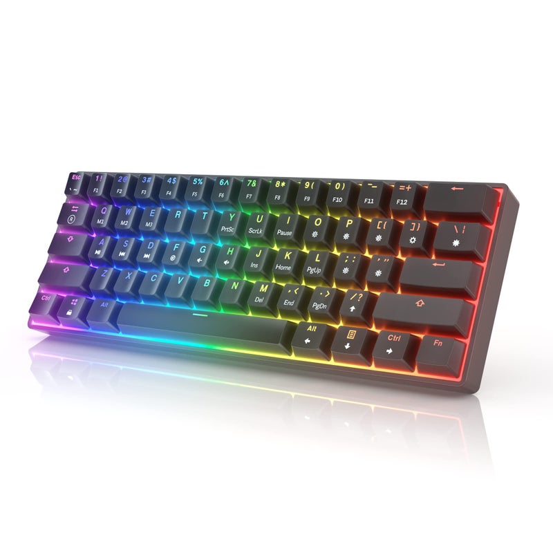 GK61 Mechanical Gaming Keyboard - 61 Keys Multi Color RGB Illuminated LED Backlit Wired Programmable for PC/Mac Gamer (Gateron Optical Yellow, White) - Image 1
