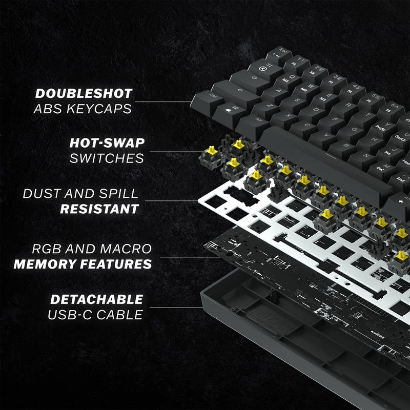 GK61 Mechanical Gaming Keyboard - 61 Keys Multi Color RGB Illuminated LED Backlit Wired Programmable for PC/Mac Gamer (Gateron Optical Yellow, White) - Image 5