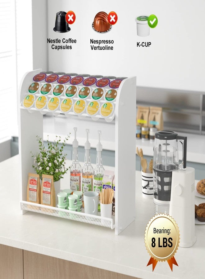 Lixple Coffee Pod Organizer for Countertop, Bamboo K Cup Holder, Easy Assembly Coffee Station Organizer for Home Office Coffee Bar, White - Image 3