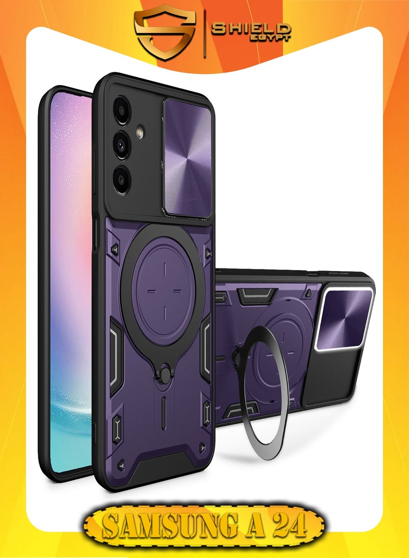 SHIELD EGYPT SHIELD EGYPT For Samsung Galaxy A24 Armored Camera Shield Cover Camera Lend Protection, Built-in 360° (Purple) 