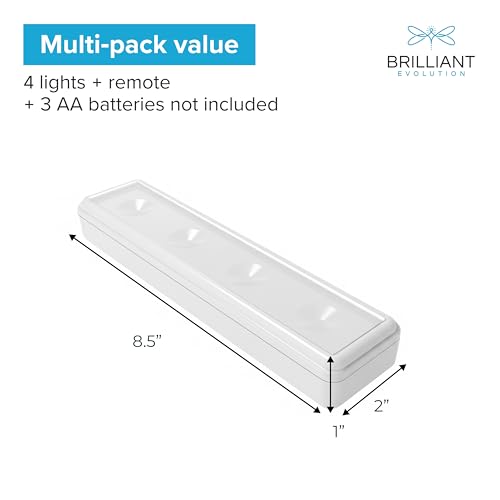 Brilliant Evolution 0.6" Ultra-Thin Wireless Under Cabinet Lights - 4 Pack, 8.5"L Battery-Operated LED Fixtures with 2 Remotes 3000K Warm White Stick-On Lighting, Timer Included for Kitchen & Counter - Image 3