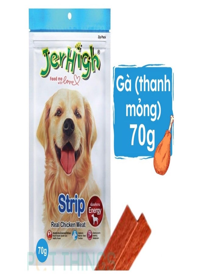 JerHigh Healthy and Fresh Human Grade High Protein Chicken, Stix Dog Treats Stick for All Life Stages Suitable for Flavor Strip (Pack of (10)