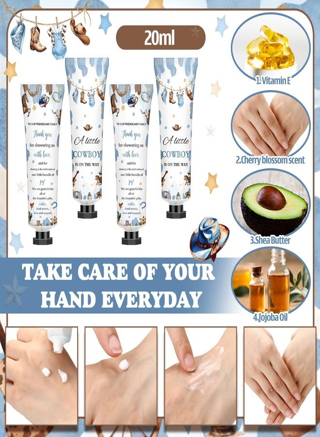 Dimsile 50 Sets 200 Pcs Baby Shower Hand Lotion and Lip Balm Gift Theme Baby Shower Party Favors Travel Size Hand Lotion and Lip Balm Bulk with Organza Bags Tags(A Little Cowboy is on the Way) - Image 3