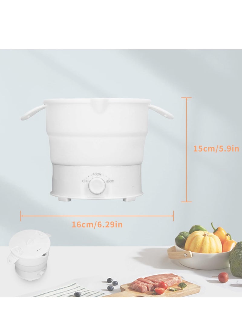 SYOSI Electric Hot Pot Cooker Foldable Stainless Steel Electric Hot Pot Cooker 220V Level 2 Firepower Power Outage Protection 1.2L Multifunction Portable Pot for for Home Dormitory Office Travel - Image 3