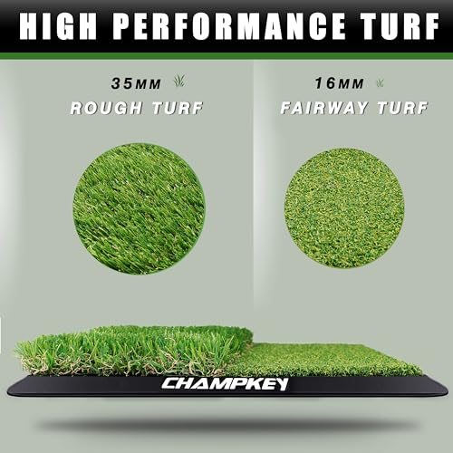 CHAMPKEY Dual-Turf Golf Hitting Mat | Come with 9 Golf Tees & 1 Rubber Tee | Heavy Duty Rubber Backing Golf Practice Mat Ideal for Indoor & Outdoor Training（13"x17", LITE Version） - Image 2