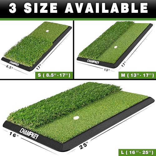 CHAMPKEY Dual-Turf Golf Hitting Mat | Come with 9 Golf Tees & 1 Rubber Tee | Heavy Duty Rubber Backing Golf Practice Mat Ideal for Indoor & Outdoor Training（13"x17", LITE Version） - Image 5