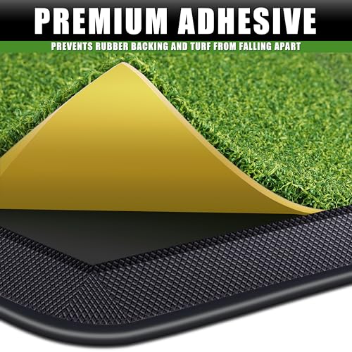 CHAMPKEY Dual-Turf Golf Hitting Mat | Come with 9 Golf Tees & 1 Rubber Tee | Heavy Duty Rubber Backing Golf Practice Mat Ideal for Indoor & Outdoor Training（13"x17", LITE Version） - Image 3