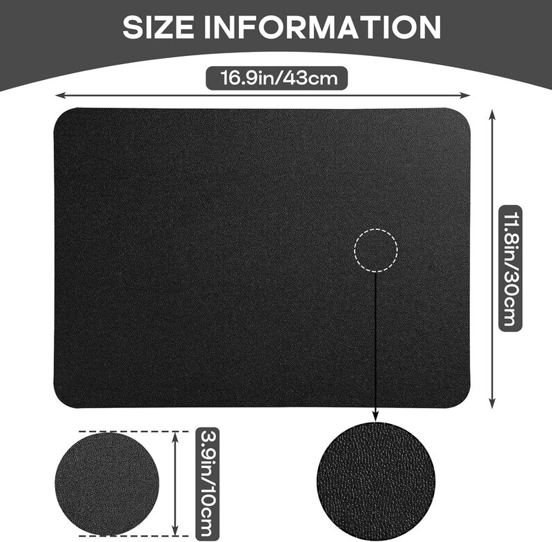 APLKER Faux Leather Placemats Set of 6 Waterproof Table Mats with Coaste | 17×12 In Heat Resistant Place Mats Set of 6 Wipebale & Washable Table Placemats for Kitchen Dining Indoor & Outdoor Black - Image 3