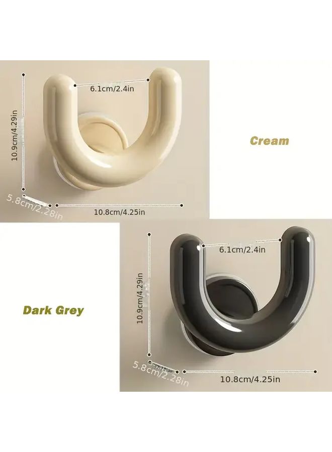 Cream U Shaped Wall Mounted Bathroom Slippers Holder 2pcs No Drill Suction Cup Organizer - Image 3