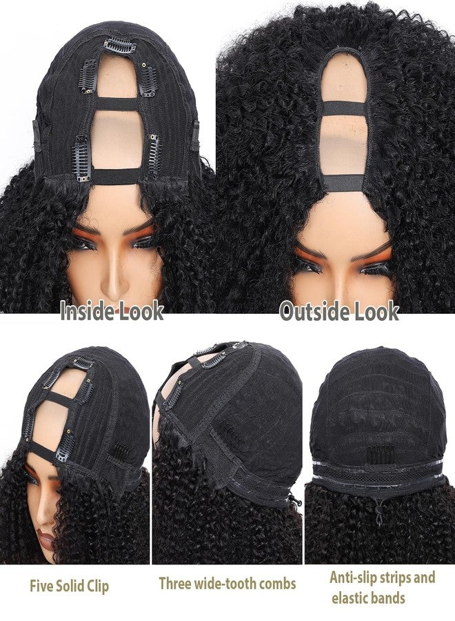 MPS Kinky Curly U Part Wigs Human Hair Wigs for Black Women Afro Curly Human Hair 180% Density 12 Inch Full Head Clip in U Part Wig Human Hair Pre Plucked U Shape Wigs (Black) - Image 5