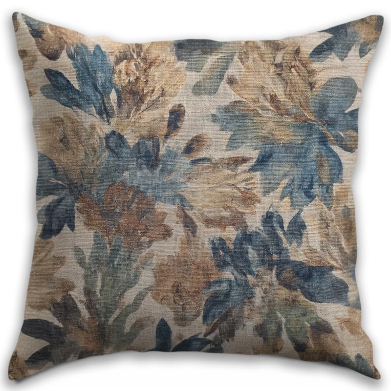 RBAFAO Bohemian Pillow Covers | Vintage Floral & Carpet Design | Double Sided Blue White Decorative Pillowcases for Couch, Bed | Indoor Outdoor Boho Home Decor (Blue&Brown, 18x18inches) - Image 1