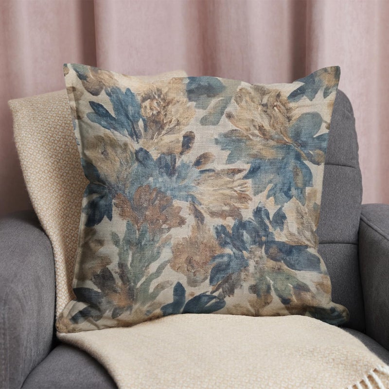 RBAFAO Bohemian Pillow Covers | Vintage Floral & Carpet Design | Double Sided Blue White Decorative Pillowcases for Couch, Bed | Indoor Outdoor Boho Home Decor (Blue&Brown, 18x18inches) - Image 3