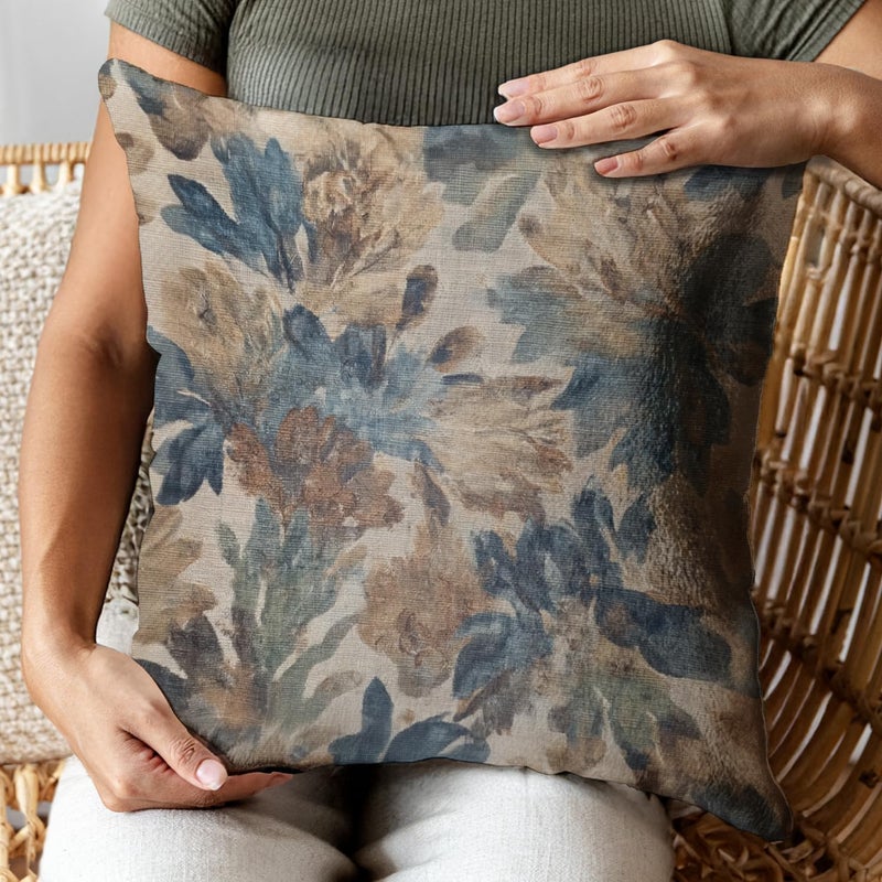 RBAFAO Bohemian Pillow Covers | Vintage Floral & Carpet Design | Double Sided Blue White Decorative Pillowcases for Couch, Bed | Indoor Outdoor Boho Home Decor (Blue&Brown, 18x18inches) - Image 5