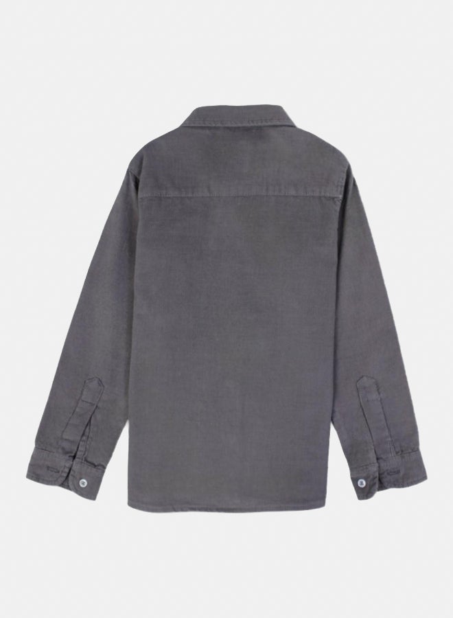 Boys Velvet Shirt – Grey - Image 2
