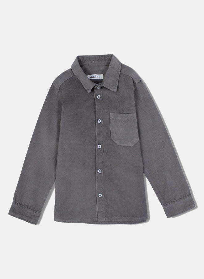 Boys Velvet Shirt – Grey - Image 1