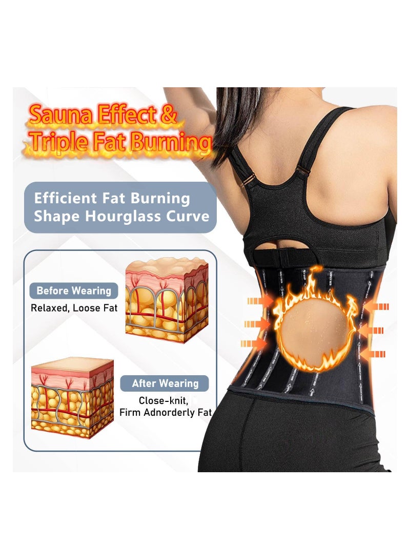 SYOSI Women Waist Trainer Trimmer Corset Weight Loss Tummy Wrap Workout Belt Sweat Belly Band Sports Girdle Sauna Suit Sweat Waist Trainer for Women Lower Belly Fat Waist Trimmer for Women Size L - Image 2