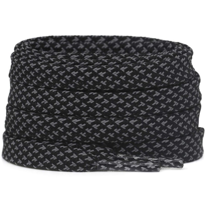 DELELE 2 Pairs Reflective Shoelace Flat Black Safety Laces for Shoes Sneakers Boots 39 inch - Image 1