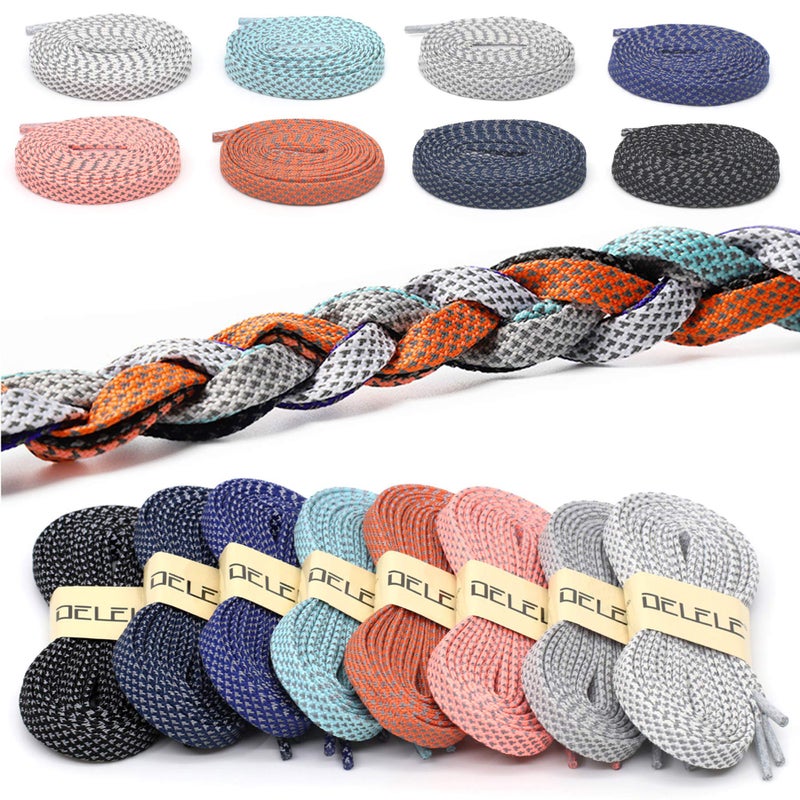 DELELE 2 Pairs Reflective Shoelace Flat Black Safety Laces for Shoes Sneakers Boots 39 inch - Image 4