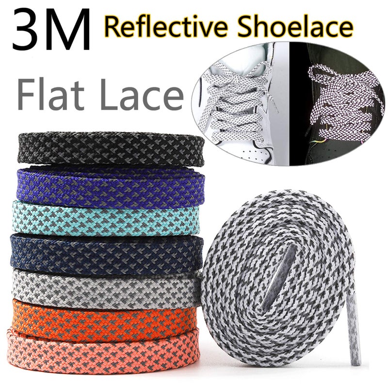 DELELE 2 Pairs Reflective Shoelace Flat Black Safety Laces for Shoes Sneakers Boots 39 inch - Image 5