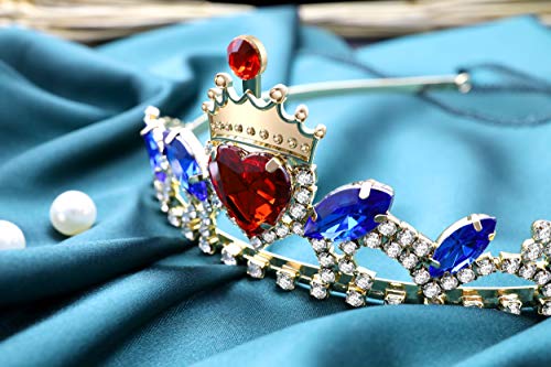 Botrinal Evie Red Heart Necklace and Descendants 3 Crown Gold Tiara Jewelry Set Queen of Hearts Evie for Girls Teen Halloween - Image 2