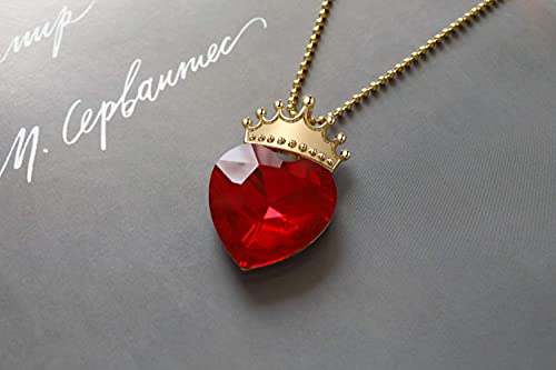 Botrinal Evie Red Heart Necklace and Descendants 3 Crown Gold Tiara Jewelry Set Queen of Hearts Evie for Girls Teen Halloween - Image 5
