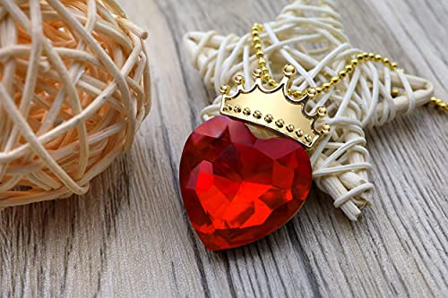 Botrinal Evie Red Heart Necklace and Descendants 3 Crown Gold Tiara Jewelry Set Queen of Hearts Evie for Girls Teen Halloween - Image 3