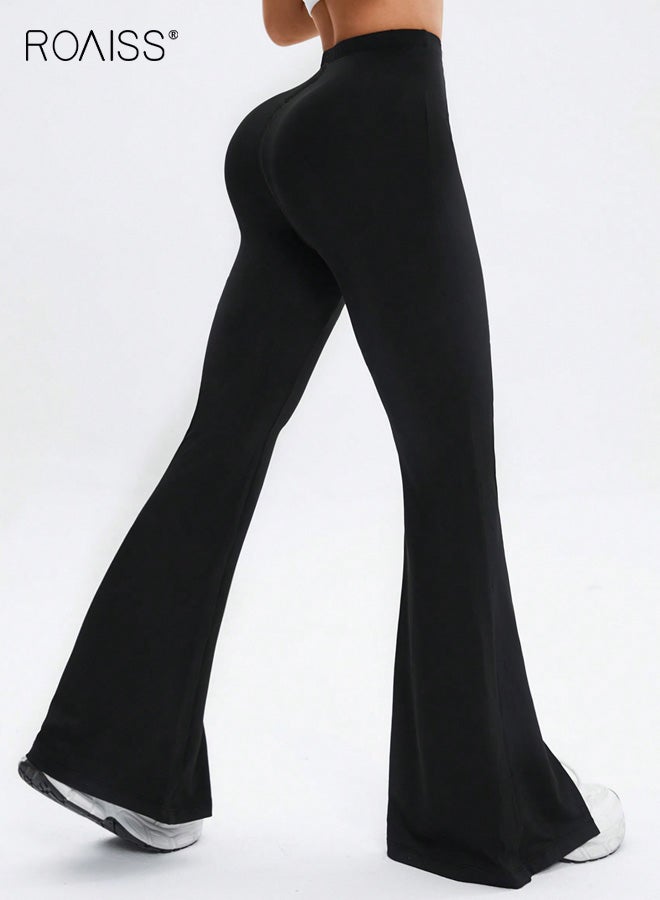 رويس بنطلون يوجا نسائي بخصر عالٍ وواسع، بنطلون ليجنز للتمرين بخطوط وفتحة صغيرة، بنطلون رياضي مناسب لجميع المواسم للياقة البدنية واليوغا والملابس غير الرسمية، قابل للتهوية ومتين - Image 5