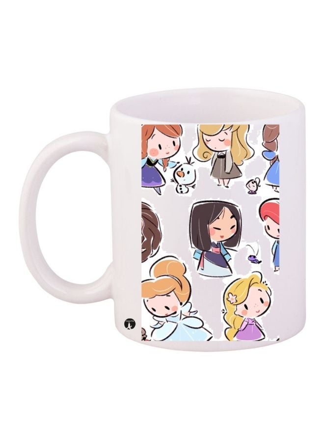 RYN Cartoon Printed Coffee Mug White/Yellow/Black 11ounce