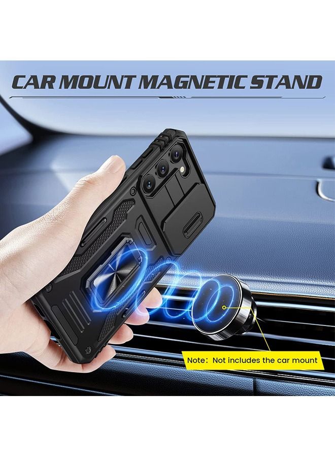 Rock Pow Samsung S23 Plus Case with Kickstand and Slide Camera Cover and Magnetic Ring Stand Military Drop Protection Shockproof Cases for Galaxy S23 Plus 2023 Black - Image 5