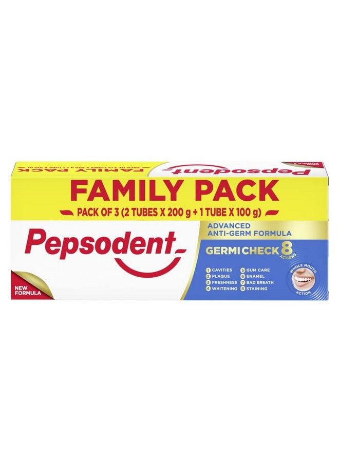 Pepsodent معجون أسنان جيرميك تشيك 8 إجراءات، مع صيغة مضادة للجراثيم، زيت القرنفل وزيت النيم، عبوة عائلية 500 جرام - Image 1